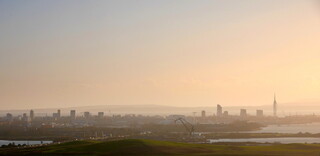 Golden hour view over Portsmouth