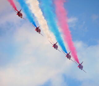 Red Arrows red, white and blue